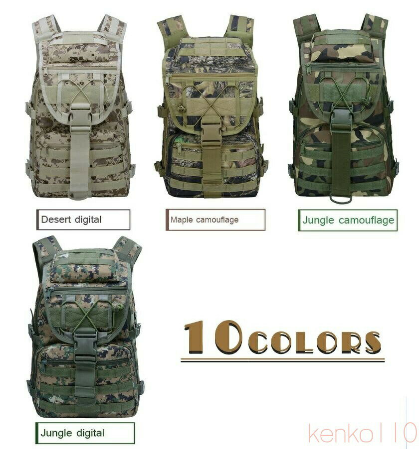 【送料無料】登山リュックサック 35L 大容量 モールシステム対応 ミリタリバッグ 戦術バッグ メンズ 防水 遠足 旅行 PC収納 軍事バッグ キャンプ アウトドア 迷彩バッグ 多機 3