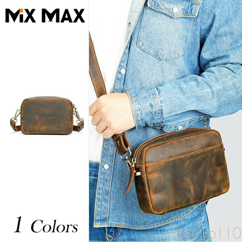 【送料無料】本革 厳選牛革 レザーショルダーバッグ メンズ 2WAY ミニ財布 ウエストポーチ レトロ ヘッドレザー ポーチ ポシェット スマホ 手持ち 斜め掛け 軽量 フォーマ