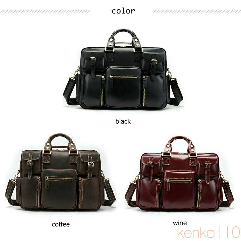 【送料無料】ビジネスバッグ ブリーフケース ショルダーバッグ 斜め掛けバッグ メンズ レディース 大容量 肩掛け 手提げ 本革 牛革 レザー 2WAY A4 a4 PC収納 通勤 通学 カバ