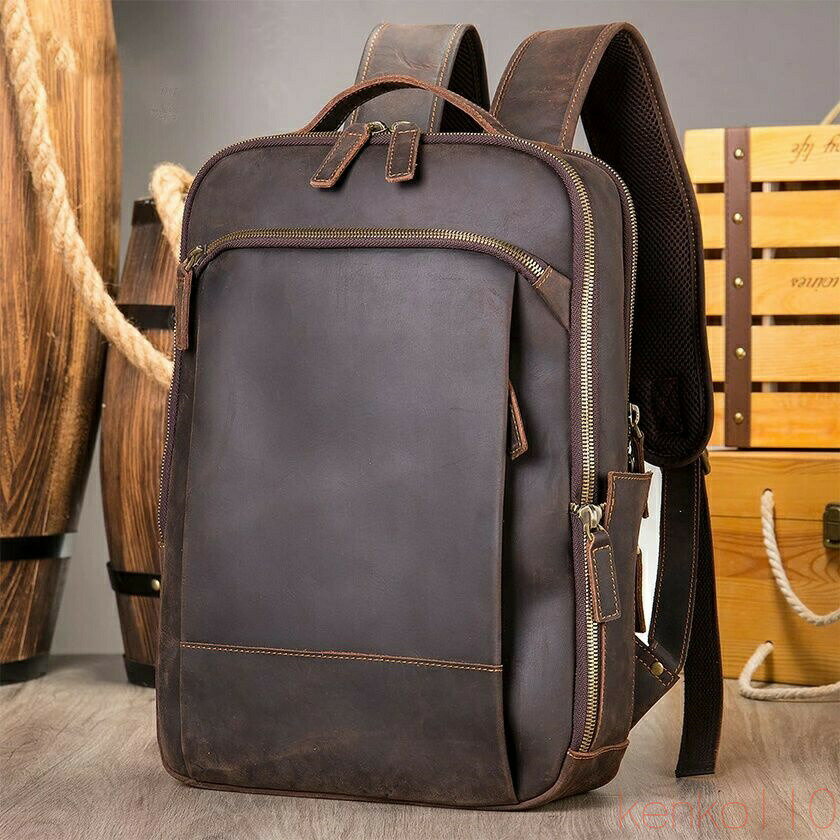 【送料無料】リュック ビジネスバッグ 厳選牛革 リュックサック メンズ 多機能 2WAY バックパック 本革 A4 PC収納 パソコンバッグ レザーバッグ 大容量 男性用 通勤 自転車