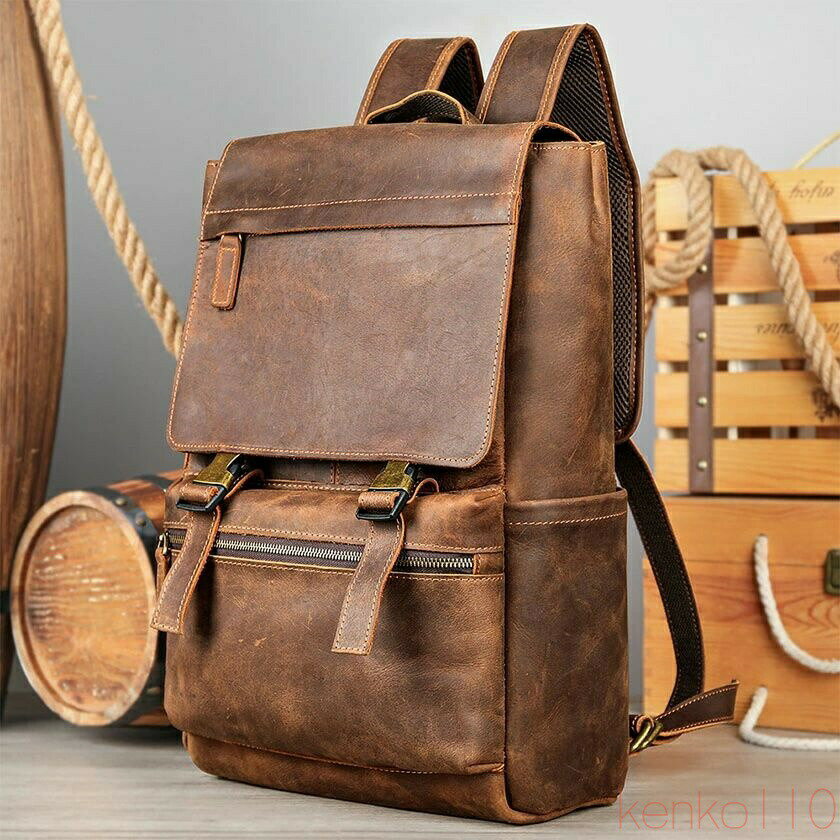 【送料無料】リュック 2WAY リュックサック ビジネス 厳選牛革 バックパック メンズ デイバック 本革 A4 PC収納 パソコンバッグ レザーバッグ 大容量 男性用 通勤 自転車通勤