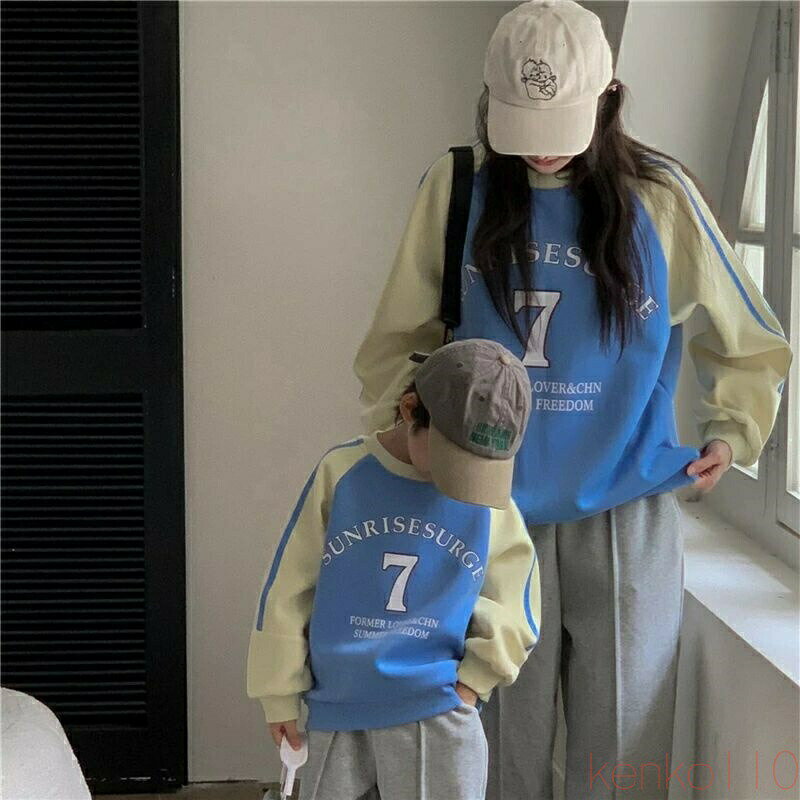 【送料無料】親子 ペアルック 赤ちゃん トレーナー パーカー 春 秋 ストライプ 親子ペアルック トップス ゆったり ママ 女の子 冬 ブランド 長袖 t パパ 親子お揃い服 ベビー