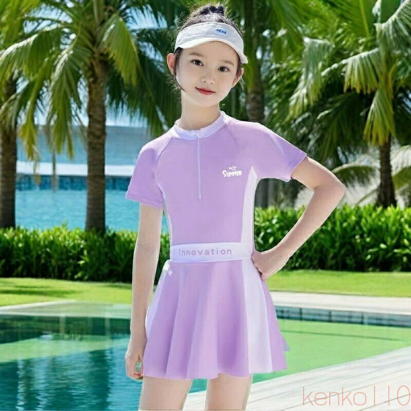 【送料無料】子供 水着 女の子 ワンピース キッズ 中学生 女子 スイムウェア オールインワン ラッシュガード 140 150 160 中学生水着 みずぎ スイミング スクール子供水着 海