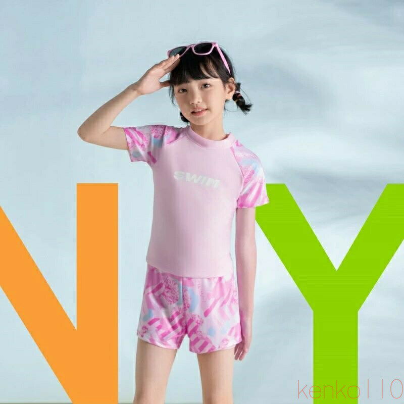 【送料無料】子供 水着 女の子 セット キッズ 中学生 スイムウェア 速乾 ラッシュガード 140 150 160 女子 小学生 子供用フィットネス水着 みずぎ スイミング スクール子供水