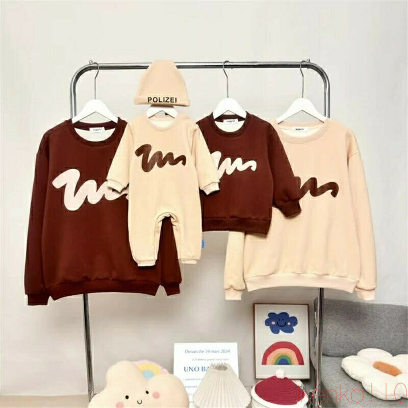 【送料無料】親子 ペアルック 赤ちゃん トレーナー パーカー ゆったり 秋冬 シンプル 韓国 親子ペアルック 春 秋 トップス ママ 女の子 冬 ブランド 長袖 t パパ 親子お揃い