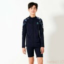 【送料無料】子供 水着 男の子 セット キッズ 前開き ジッパー 速乾 日焼け防止 black 半袖 ラッシュガード 140 150 160 中学生 男子 小学生 子供用フィットネス水着 みずぎ