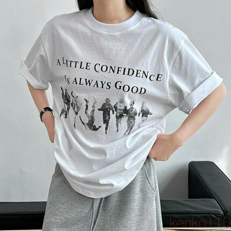樂天商城 - 【送料無料】tシャツ レディース 半袖 夏 シンプル カジュアル ストリートコーデ 春 トップス プリント uネック ゆったり 綿100％ ブランド 大人 かわいい 大きい 吸汗速乾