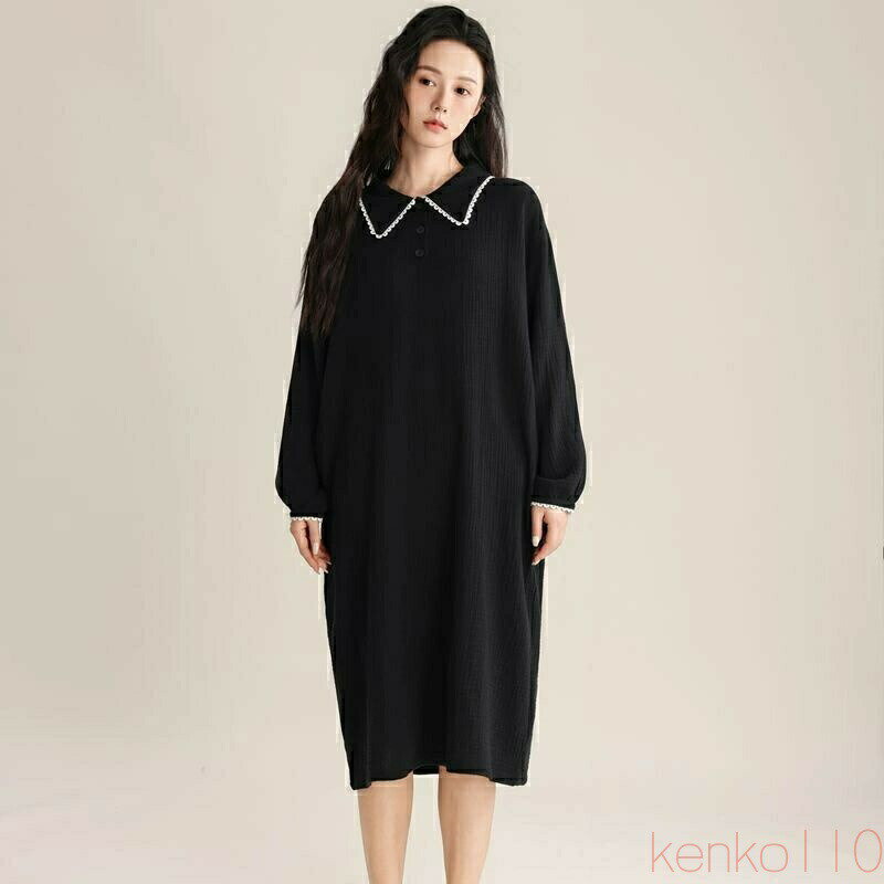 【送料無料】ルームウェア ワンピース レディース 夏 春 綿 白 かわいい 着痩せ ネグリジェ フレア 薄手 ロング 長袖トップス パジャマ ブランド 大人 長...