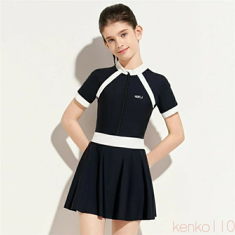 【送料無料】子供 水着 女の子 ワンピース キッズ 姫系 女子 スイムウェア オールインワン ラッシュガード 140 150 160 中学生水着 みずぎ スイミング スクール子供水着 海水