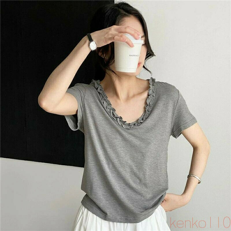 樂天商城 - 【送料無料】tシャツ レディース 半袖 夏 無地 シンプル カジュアル Vネック トップス 肌にやさしい スリムフィット 着痩せ ストリートコーデ ブランド 大人 かわいい 大きい