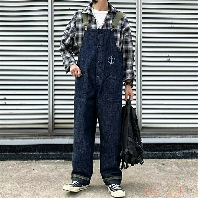 【送料無料】オーバーオール メンズ サロペット ワイド レトロ 夏 ウォッシュ ストレート アメカジ jeans 秋 パンツ つなぎ 秋冬 おしゃれ 作業着 オールインワン ボトムス