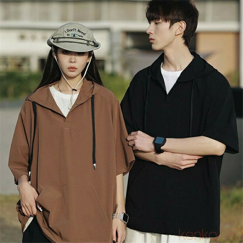 樂天商城 - 【送料無料】tシャツ 半袖 メンズ パーカー ブランド ゆったり ストリートコーデ 薄手 軽量 夏 アウトドア 無地 フーデッド シンプル 大きい 吸汗速乾 韓国 高校生 フード付