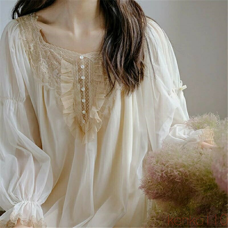 【送料無料】ルームウェア ワンピース レディース 夏 春 姫系 冬 レトロ パジャマ ネグリジェ 秋冬 レース ブランド かわいい 大人 長袖 春秋 おしゃれ ...