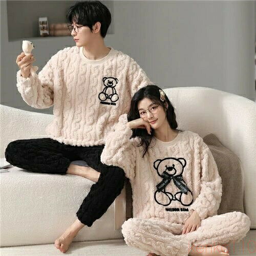 【送料無料】ペア パジャマ 冬 モコモコ カップル ペア ルームウェア セット 長袖 ペアパジャマ モコモ..