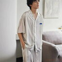 【送料無料】シルク パジャマ メンズ 半袖 前開き 無地 シンプル 着心地良い 夏 涼しい 部屋着 高級 セットアップ 春 秋 夏用 ルームウェア 洗える 上下...