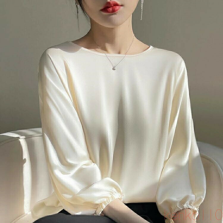 樂天商城 - 【送料無料】Tシャツ レディース カットソー 七分袖 tシャツ クルーネック シルク トップス 体型カバー 夏服 インナー 着痩せ ゆったり 無地 接触冷感 涼しい 通勤 OL