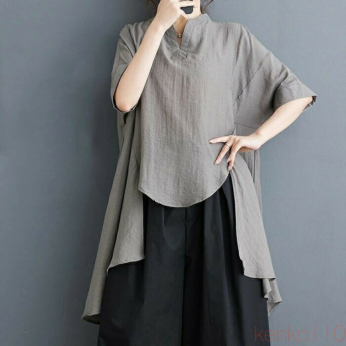 樂天商城 - 【送料無料】ブラウス 夏 tシャツ レディース トップス 薄手 半袖Tシャツ 無地 スキッパー 涼しい 着回し ベーシック カットソー プルオーバー シンプル 柔らか 大きいサイズ