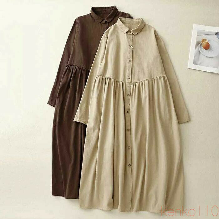 カラー 焦げ茶★ベージュ ※ モニターの発色の具合により実際の商品と色が異なる場合がございます。 サイズ（cm） M: 着丈107　バスト96　肩幅36　袖丈55 L: 着丈108　バスト100　肩幅37　袖丈56 XL:着丈109　バスト...