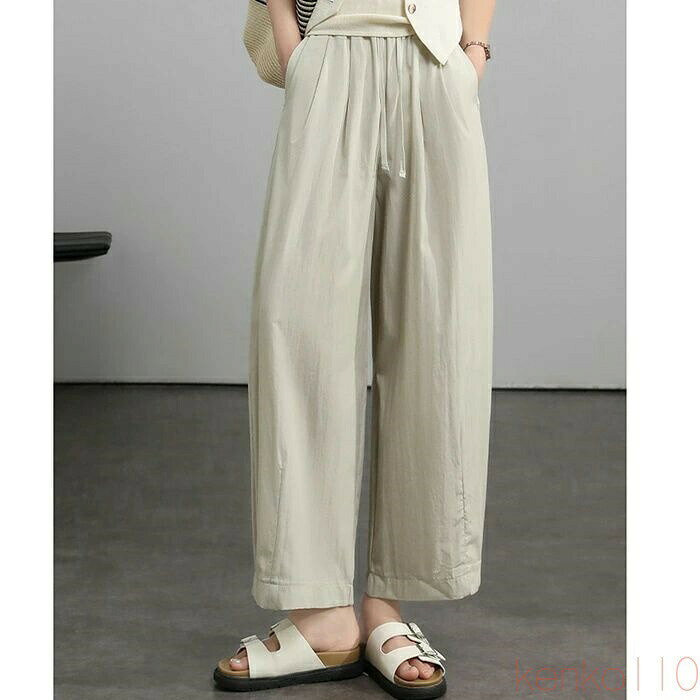 Jeans, Denim - 【送料無料】ワイドパンツ 涼しい レディース 薄手 シワになりにくい 夏 ストレートパンツ 大きいサイズ 接触冷感ボトムス リラックスパンツ ゆったり 体型カバー ハイウエス