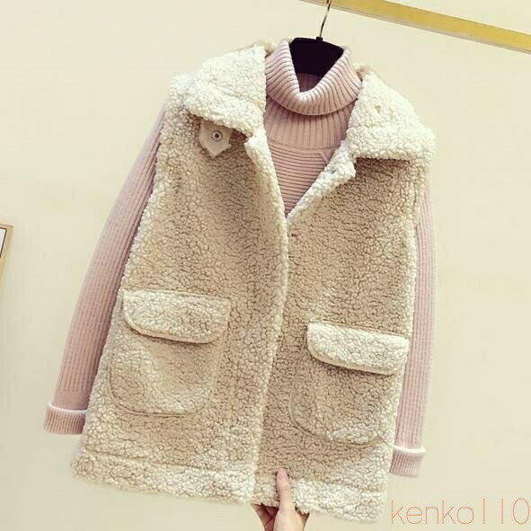 【送料無料】ベスト ボアジャケット コート アウター レディース個性的 長袖 ノースリーブ 無地 ベージュ 茶色 コーヒー S M L XL 2XL 秋 冬 きれいめ おしゃれ シンプル カ