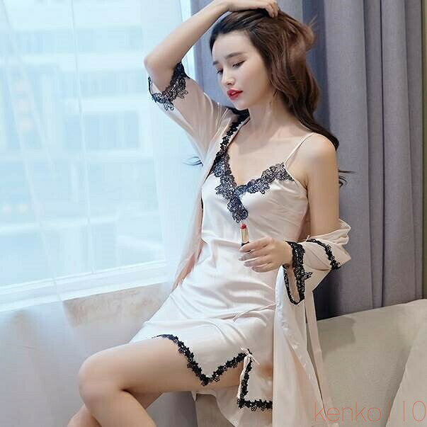 【送料無料】ルームウェア ネグリジェ レディース 部屋着 パジャマ ワンピース キャミソール 羽織り ガウン個性的 ミニ ショート丈 赤 ベージュ 春 夏 秋 カジュアル きれい