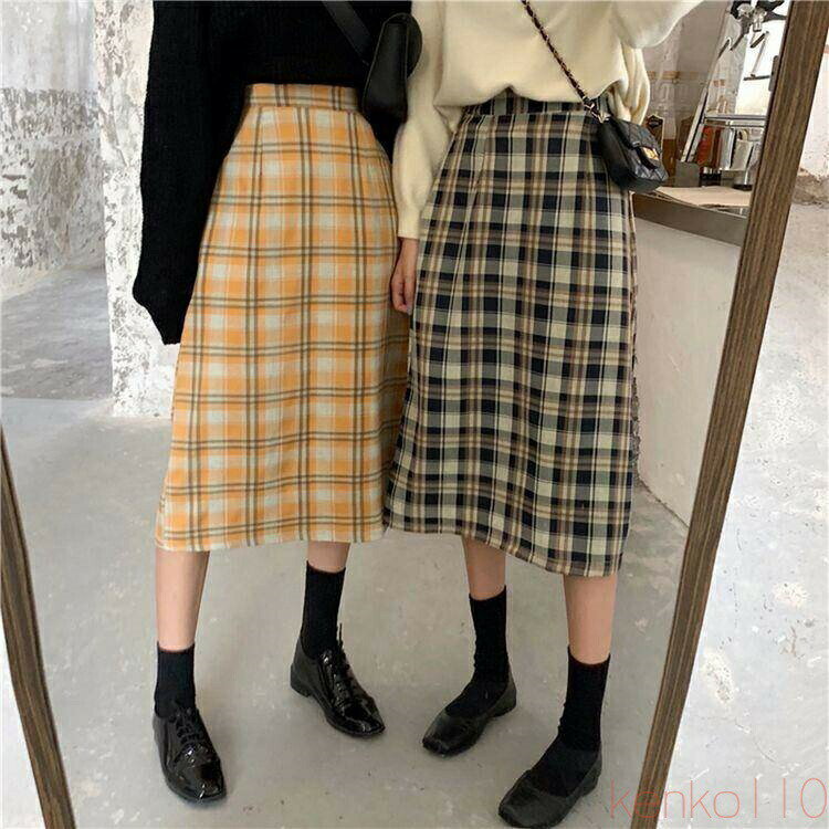 樂天商城 - 【送料無料】スカート レディース ロング個性的 ミモレ丈 タイト 細身 チェック 柄 黒 青 緑 オレンジ M L XL 2XL 3XL 4XL 大きいサイズ 春 夏 秋 おしゃれ きれいめ 上品 カ