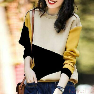 【送料無料】トップス レディース スウェット トレーナー個性的 長袖 派手 柄 マルチカラー 赤 黄色 S M L XL 2XL 秋 冬 おしゃれ カジュアル ナチュラル シンプル ラフ ガー