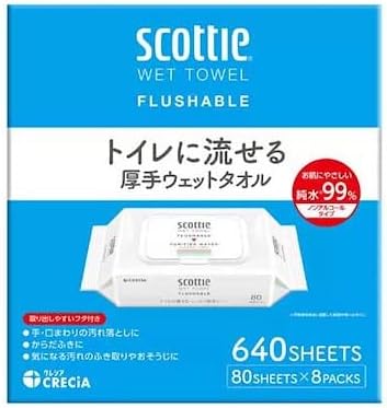 コストコ スコッティ トイレに流せる厚手ウェットタオル 80枚×8袋Scottie Flushable Wet Towel 80 Sheets x 8 Packs 日用品 普段使い 消耗品