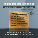 楽天ARIAMARU楽天市場店【新商品】【産業廃棄物収集運搬業者票】（透明アクリル×金ステンレス） W45cm×H35cm お洒落な二層式 法定サイズ UV印刷加工 選べる4書体 宅建 業者票 運搬業 運搬業者票 許可書 事務所 法定看板 看板［gs-pl-cyfqw-t-gold］