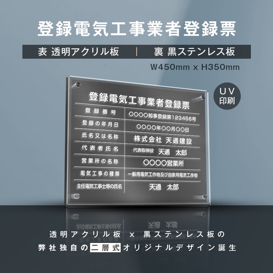 表示内容は備考欄にご記入、またはメールでお伝えください。 こちらをコピーしてお使いください。 ------------------------------------------ ■登録電気工事業者登録票 ■登録番号： ■登録の年月日： ■...