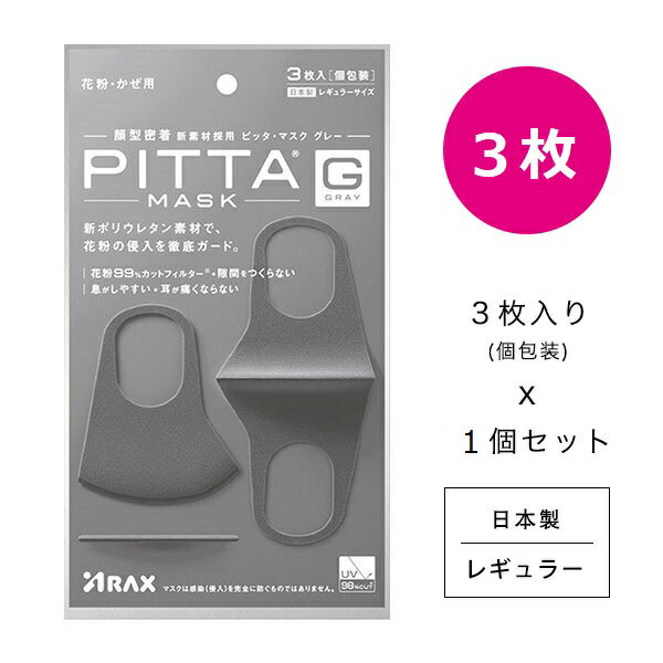 楽天 850円 Pitta Mask ピッタマスク Gray グレー レギュラーサイズ 3枚入り 接触冷感マスク 日本製 夏用マスク 夏マスク 洗えるマスク クールマスク マスク夏用 スポーツマスク 超快適 Mask 花粉 かぜ用 送料無料 Photopress
