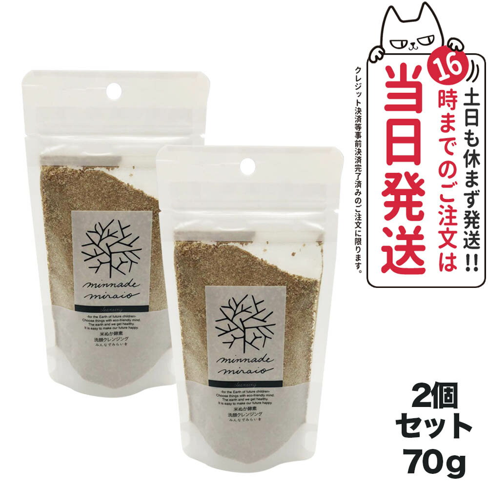 【2個セット】みんなでみらいを 米ぬか酵素 洗顔クレンジング 詰替パック 70g 無添加 minnademiraio / 米ヌカ / 酵素 / 洗顔 / クレンジング / メイク落とし / ウォータープルーフ / W洗顔不要 / 洗顔料 / 洗顔フォーム / スキンケア