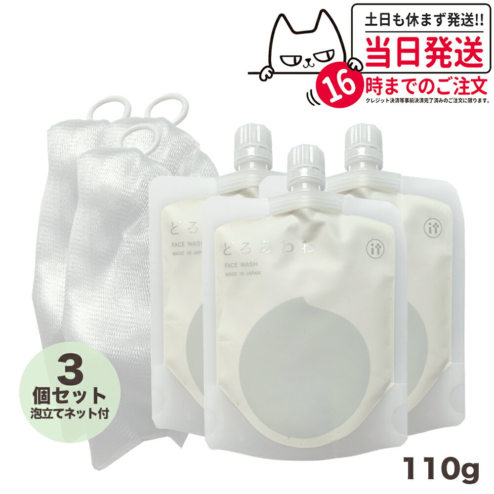 【3個セット 箱なし ネット付き】泡たてネット付き どろあわわ洗顔 110g 全肌質 メイク落とし 日本製 毛穴ケア 無香料 リニューアル 送料無料のサムネイル