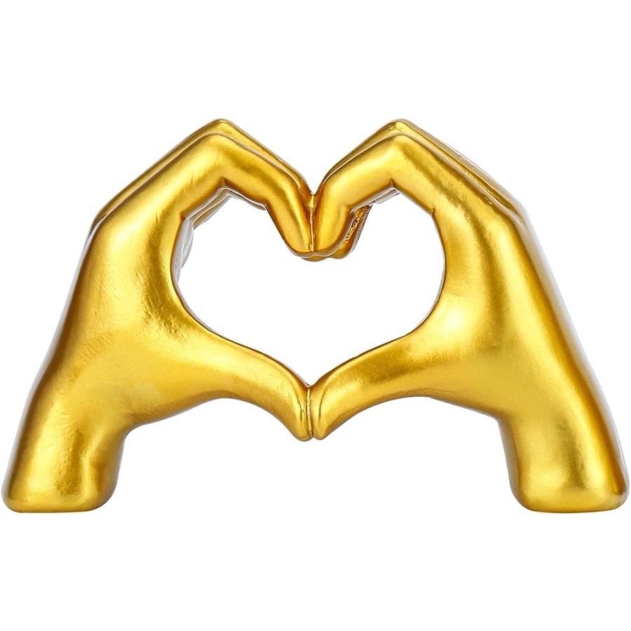 ハートハンド彫刻ホームデコレーション彫像は美しい部屋のアクセントデコレーションに(ゴールド)
