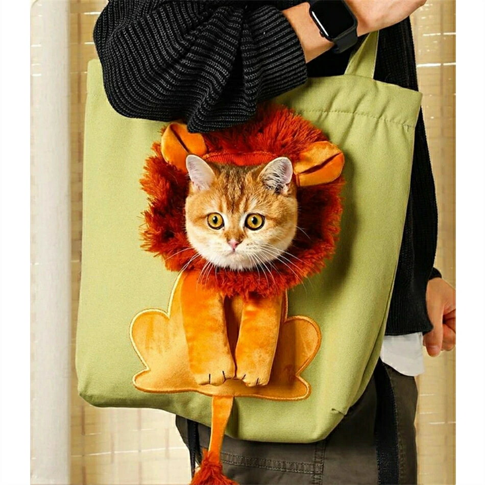 ペットキャリー バッグ ペットバッグ 猫 通気性 ライオン ペット用品 可愛い 肩掛け 子犬 抱っこ紐 小型犬 トートキャリー 散歩 お出かけ 携帯包 外出 軽量 避難 防災 通院 病院 持ち運び 旅行 手提げ 肩掛け 電車