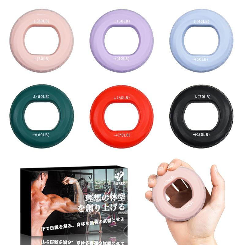 Hand grips, grip strength training equipment, stress relief grip rings, ring-type hand grips, grip strength rehabilitation hand grips, stress relief/rehabilitation/finger training, grip rings (6 pieces), 2