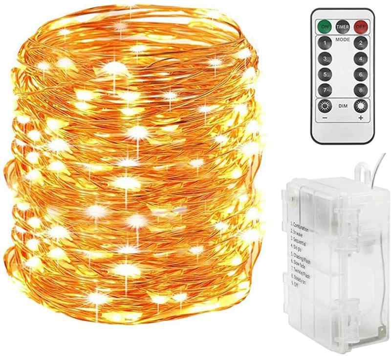 乐天商城 - LED イルミネーションライトled ストリングスライト 8種光るパターン 電池式 防水 10メートル 電飾 100電球 リモコン付き