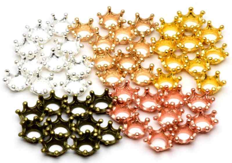 [starPG] ミルク クラウン チャーム 14mm レジン枠 メタル 5色 各10個 ハンドメイド パーツ