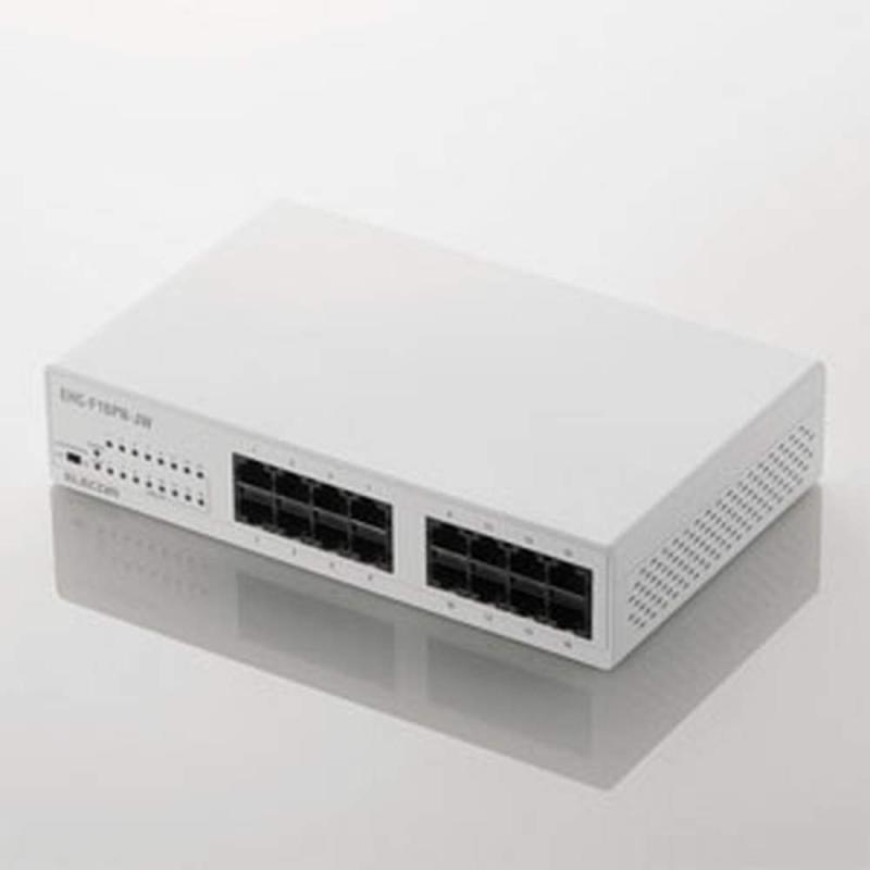 エレコム スイッチングハブ 16ポート 10/100Mbps マグネット付 電源内蔵 静音 E-F16PN-JW