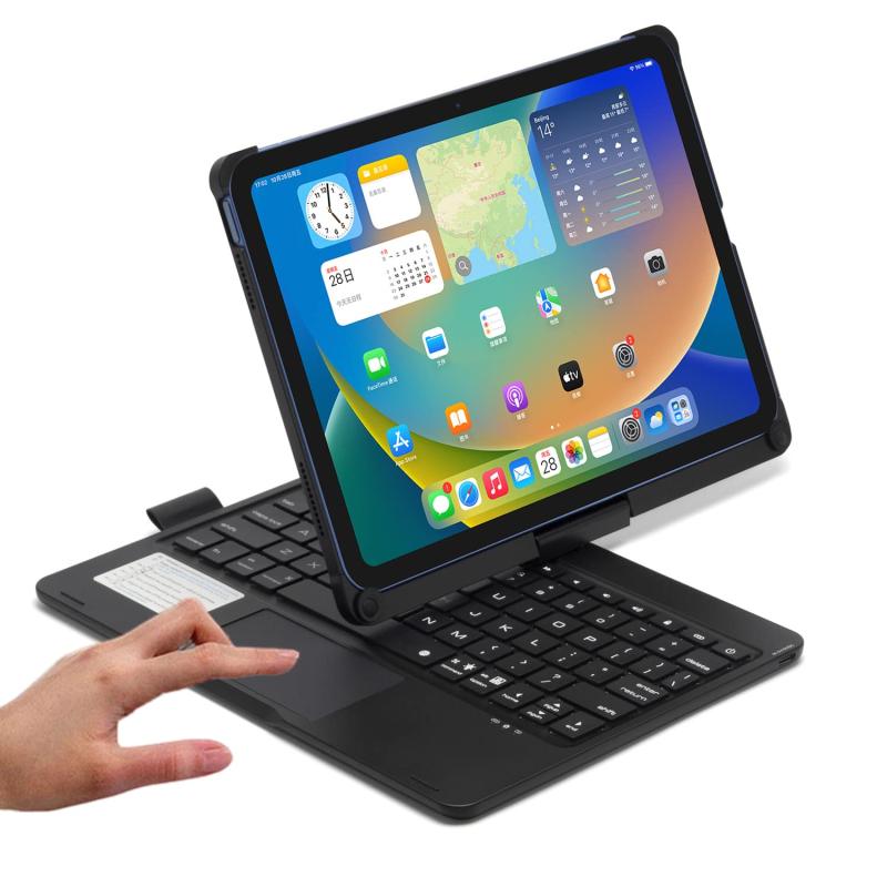 360度回転式iPad キーボード ケース iPad ケース キーボード付き タッチパッド ペンシル収納 ワイヤレスbluetoothキーボード アルミ Apple Pencil収納付 7色バックライトキーボード