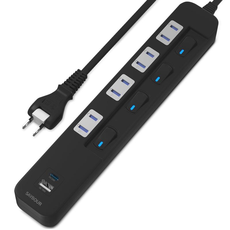 乐天商城 - USBタップ USB-C 1ポート USB-A 1ポート 差込口 4口 電源タップ 雷ガード コンセント 省エネ 個別スイッチ PSE認証済