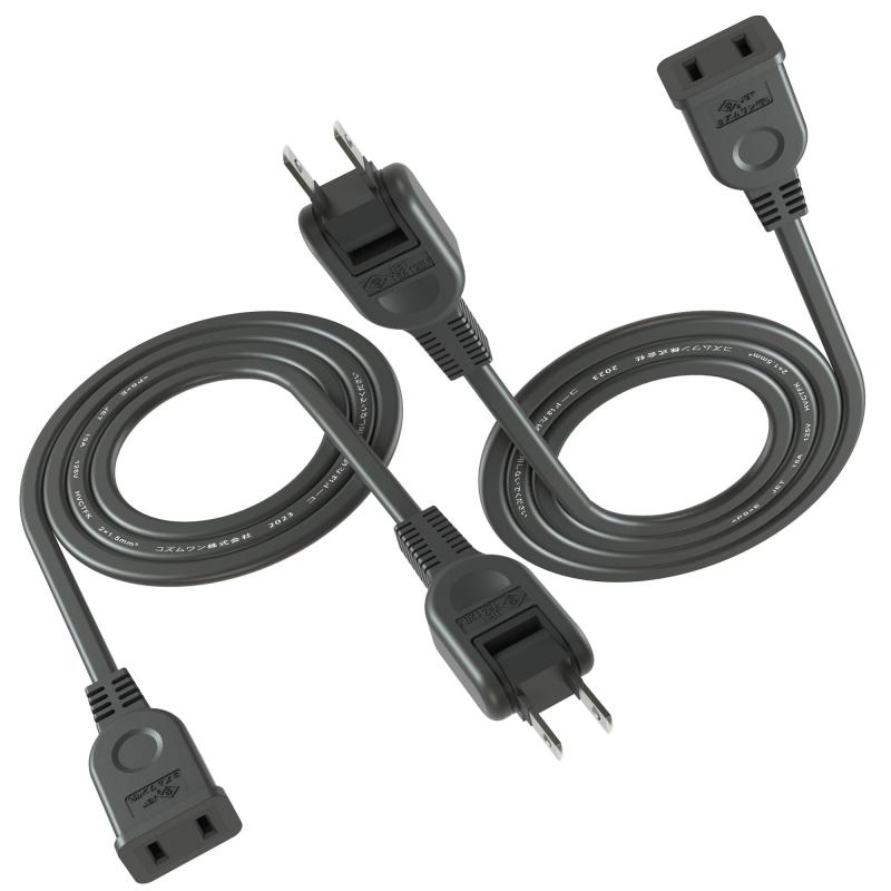 KOZUMUWAN 延長コード 屋内用 電源タップ ACアダプタ用電源延長コード 1個口 短い 電源ケーブル 頑丈コード ラッキング火災予防絶縁キャップ付きスイングプラグ フリープラグ 180度回転プラグ