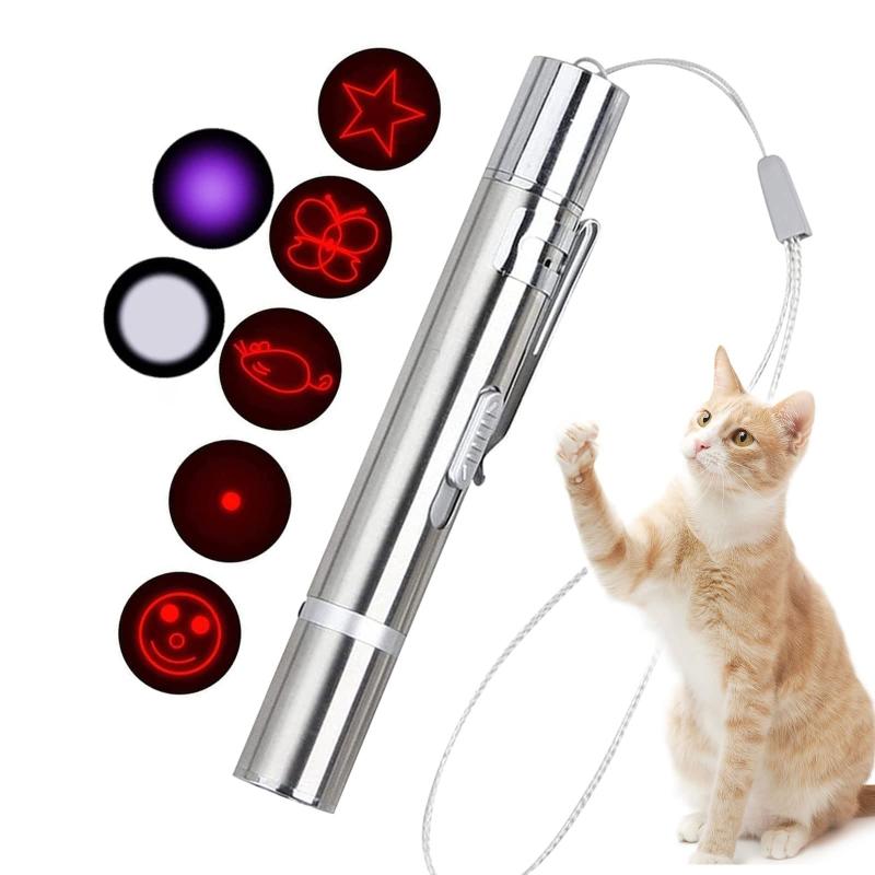 猫のおもちゃ 7in1多機能 LEDにゃんだろー光線 ねこじゃらし USB充電式 5メートル照射距離 一人遊び ストレス解消 運動不足 付き 猫用おもちゃ