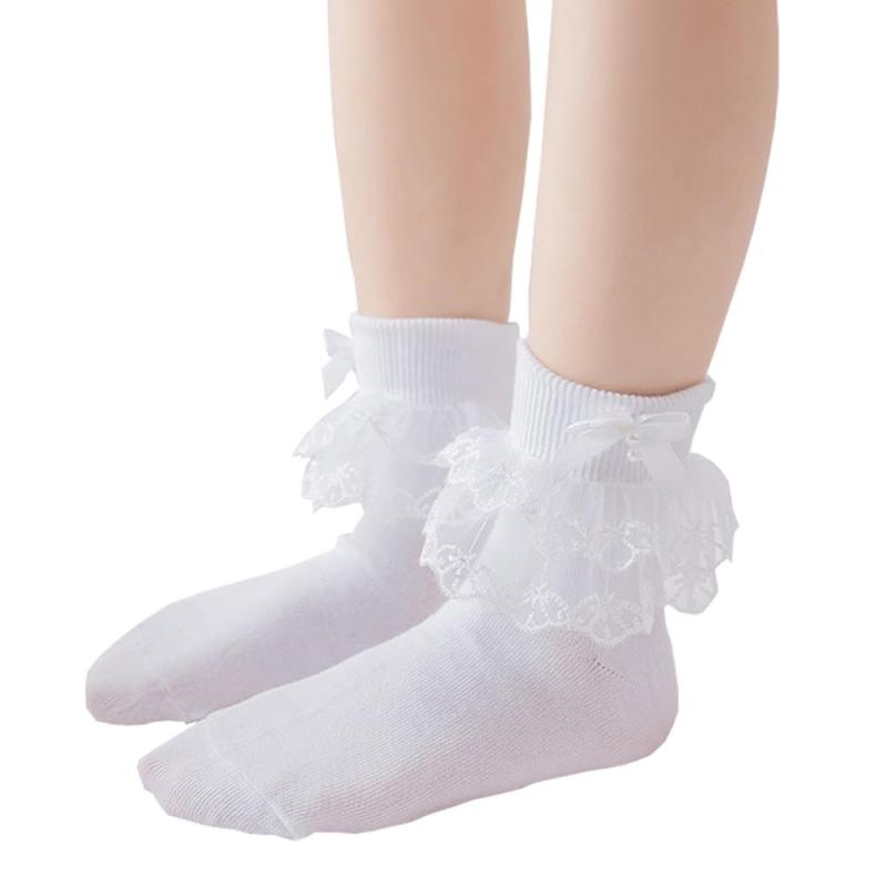 [Angel's Closet] キッズ 靴下 フォーマル レース ソックス 女の子 フリル リボン 可愛い 白 フォーマルソックス 発表会 結婚式 卒園式 卒業式 入学式 上品 子供用靴下