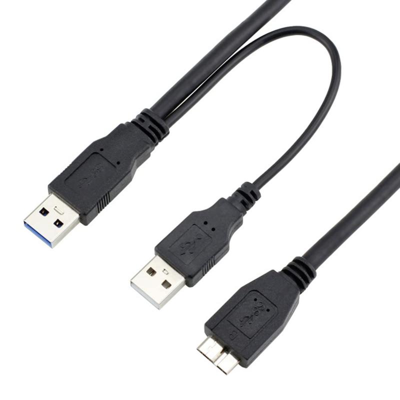 乐天商城 - Chng Power YケーブルデュアルUSB3.0男性からマイクロUSB 3.0 YケーブルD DDの追加電力を備えたケーブル