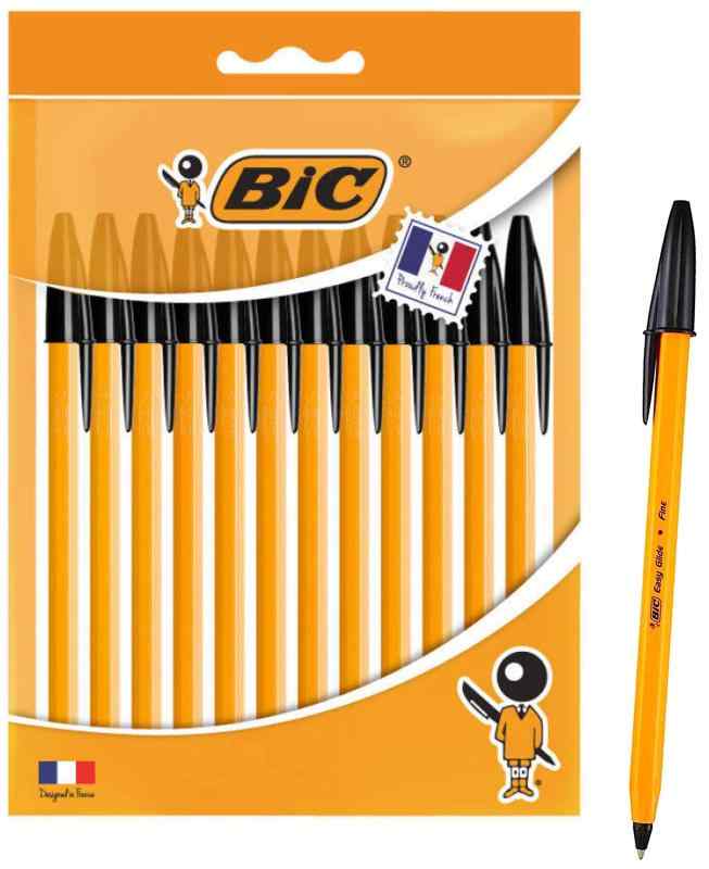ビック BIC 油性 ボールペン オレンジ 0.7mm 黒 12本セット 事務用 業務用