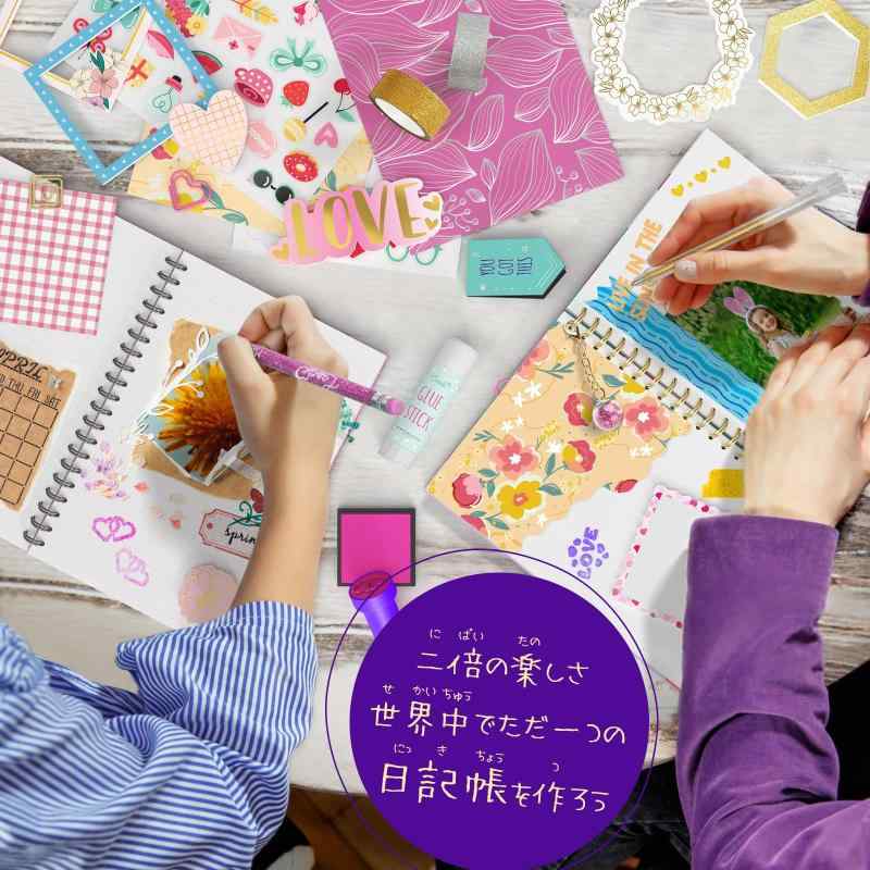 日記帳セット 二つのテーマ 文房具セット スクラップブックキット 2冊 ジャーナル ダイアリー メモ帳 システム手帳 自由帳 おしゃれ 可愛い ステーショナリー 工作キット 子供 小学生 女の ariel-store-10049250 アリエル ストア サンプル画像3