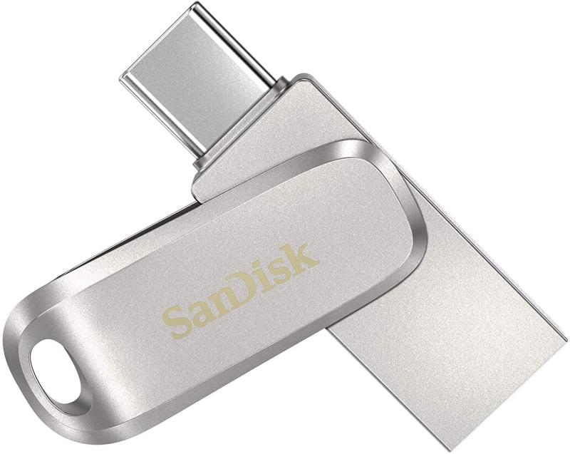 64GB Ultra Dual Drive Luxe USB Type-C (USB 3.1 Gen 1 / USB 3.0) Flash Drive International Packaging全金属、2イン1フラッシュドライブ、USB Type-CとType-Aコネクター付き。高性能USB 3.1 Gen 1ドライブ、150MB/秒の読み取り速度。USB Type-CとType-Aデバイス間でコンテンツをシームレスに移動。コネクタと便利なキーリング穴を保護するスイベルデザイン。USB Type-Cスマートフォンのスペースを空け、 Memory Zoneアプリで写真を自動的にバックアップします。
