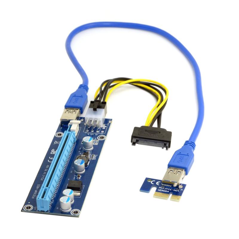 PCI-E 1x~16x マイニングマシン強化エクステンダーライザーアダプター USB 3.0 & 6ピン電源ケーブル付き