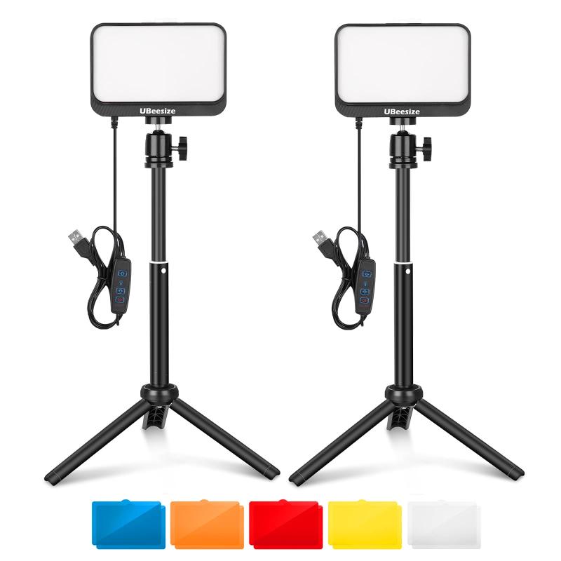 LED撮影用ライト 2packセット ビデオライト 調節可能三脚 カラーフィルター付き YouTube/生放送/照明/ビデオ撮影に適用